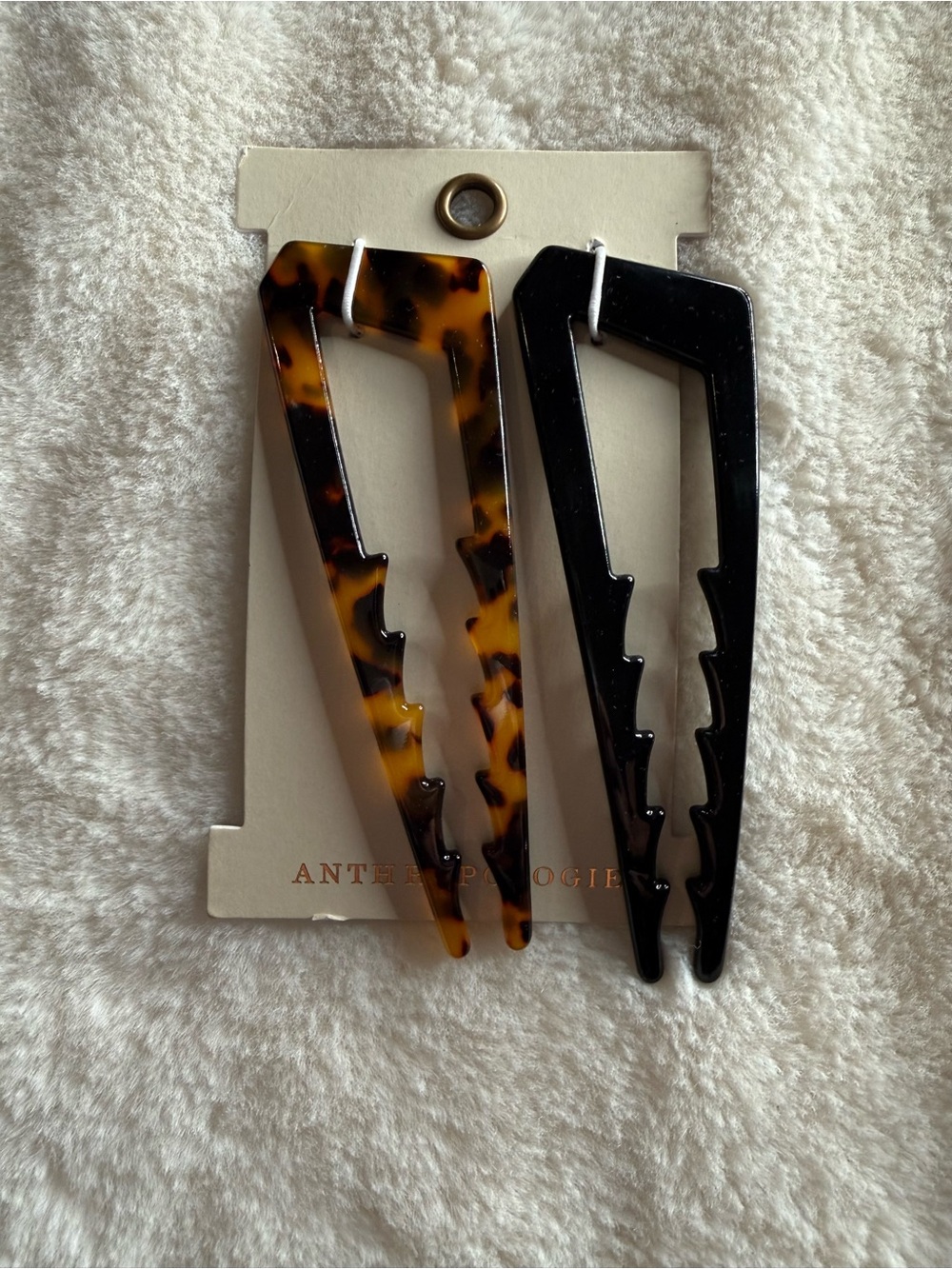 Anthropologie Tortoiseshell and Black Geometric Hair Clips - Set of 2